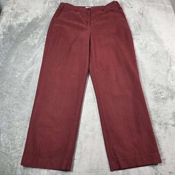 LL Bean Pants Womens 12 Red Herringbone Flannel Straight Leg Trousers - Picture 1 of 10